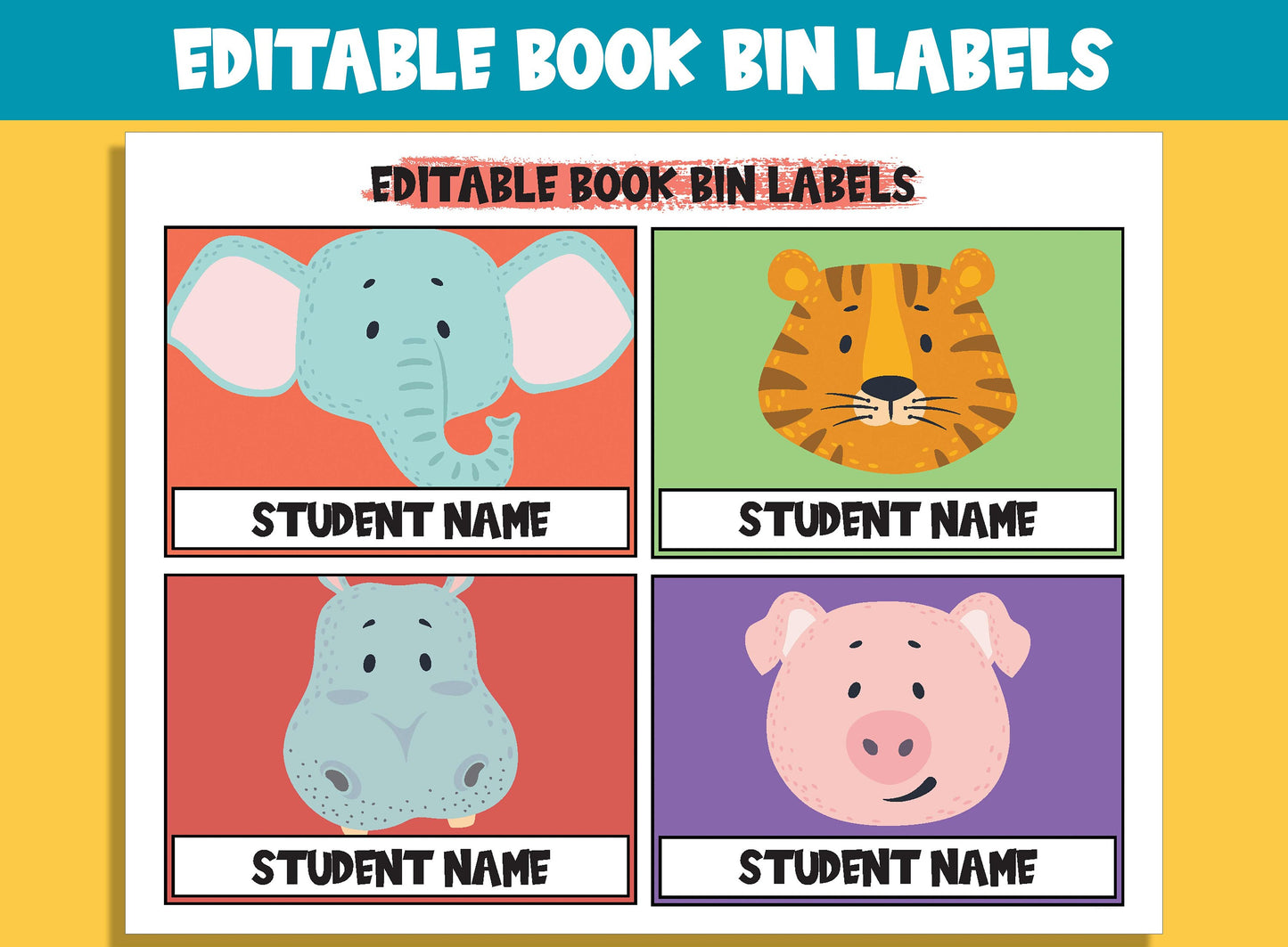 Editable Cute Animal Library Book Bin Labels: 16 Customizable Designs for Perfect Classroom Decor