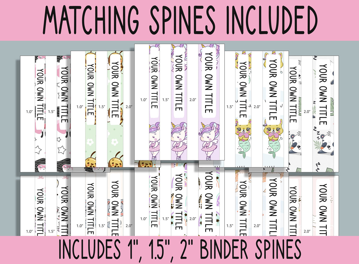 10 Editable Girls Binder Covers, Includes 1", 1.5", 2" Spines, Available in A4 & US Letter, Editing with PowerPoint or PDF Reader