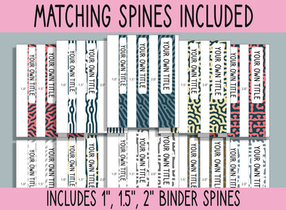 10 Editable Turing Pattern Binder Covers, Includes 1", 1.5", 2" Spines, Available in A4 & US Letter, Editing with PowerPoint or PDF Reader