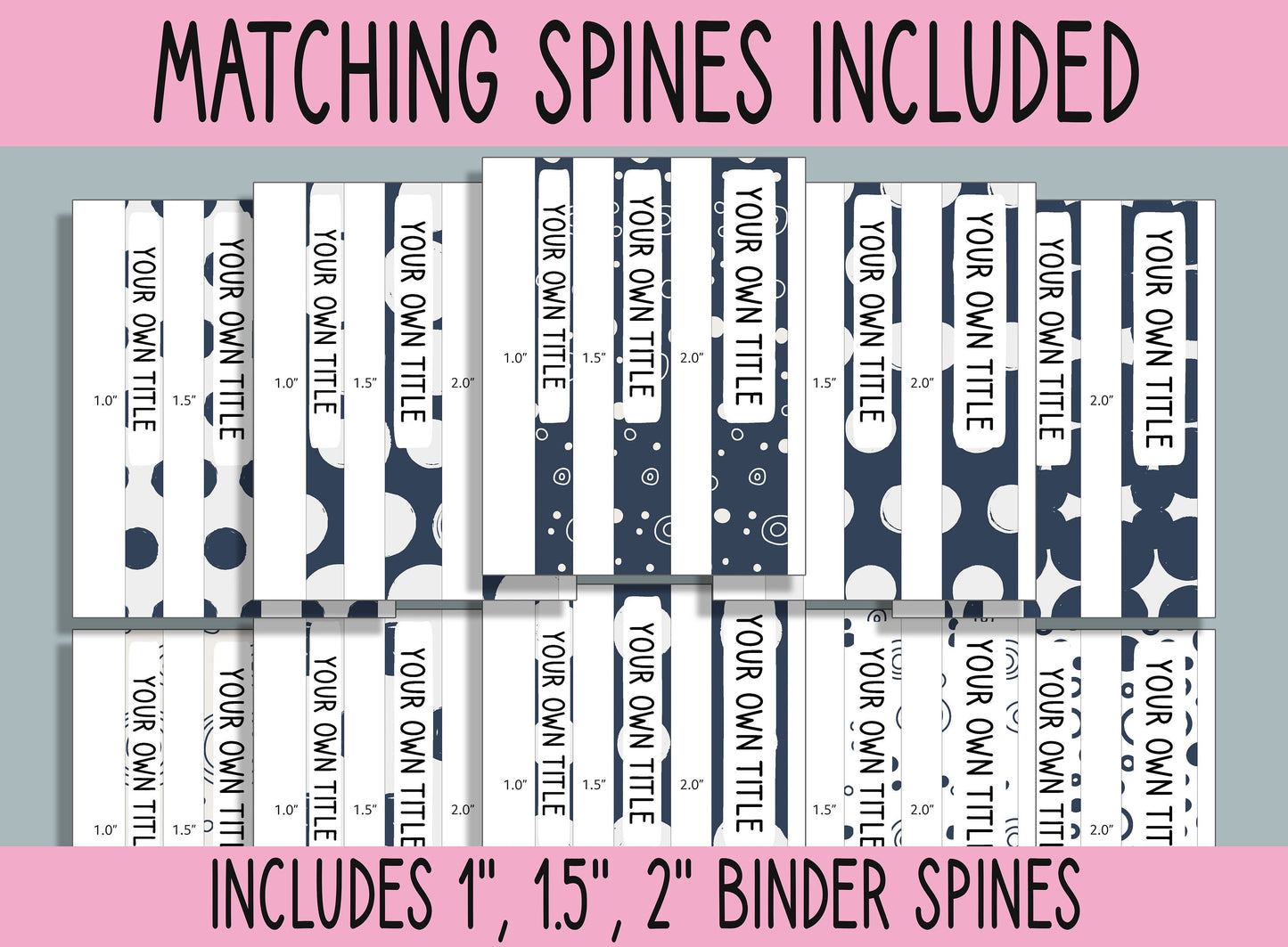 10 Editable Circles and Dots Binder Covers, Includes 1", 1.5", 2" Spines, Available in A4 & US Letter, Editing with PowerPoint or PDF Reader