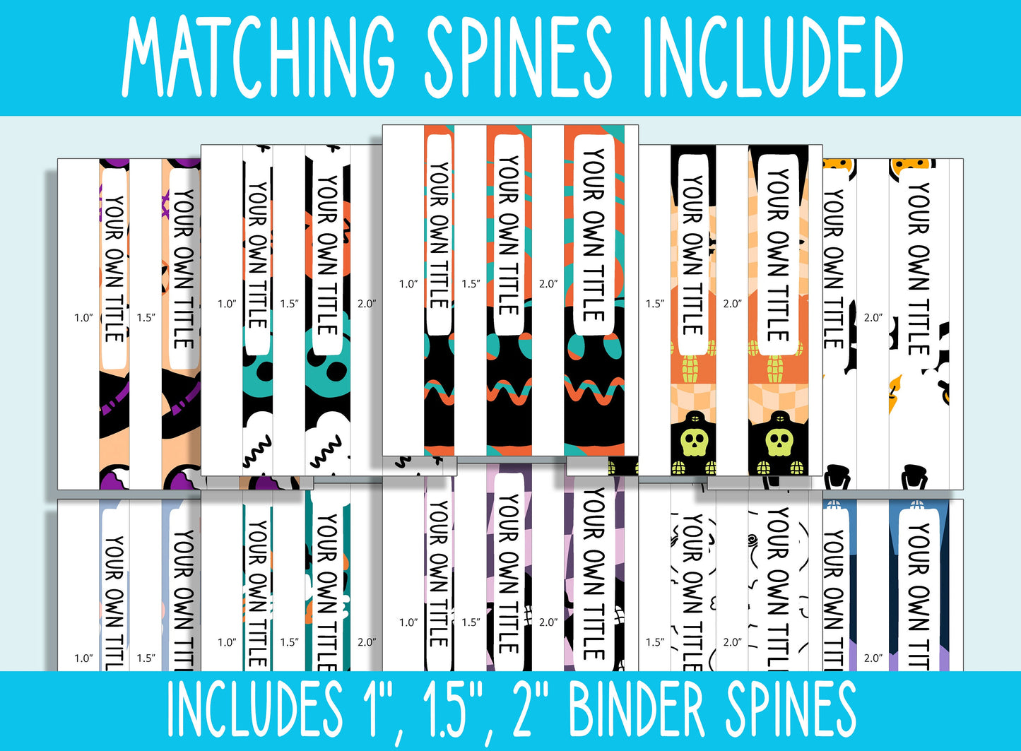 10 Editable Halloween Activity Binder Covers, Includes 1", 1.5",2"Spines, Available in A4 & US Letter, Editing with PowerPoint or PDF Reader