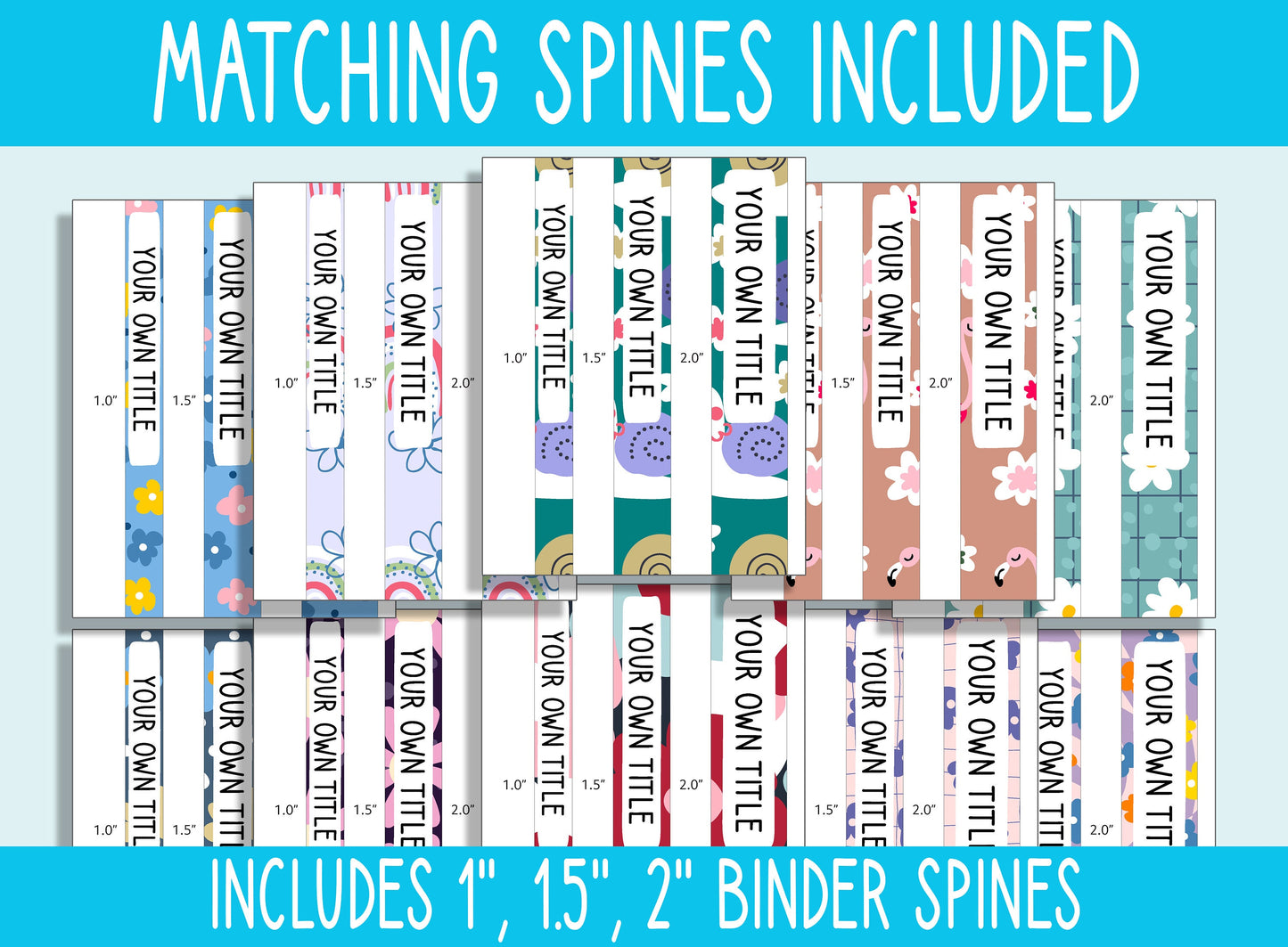 10 Editable Spring Flower Binder Covers, Includes 1", 1.5",2" Spines, Available in A4 & US Letter, Editing with PowerPoint or PDF Reader