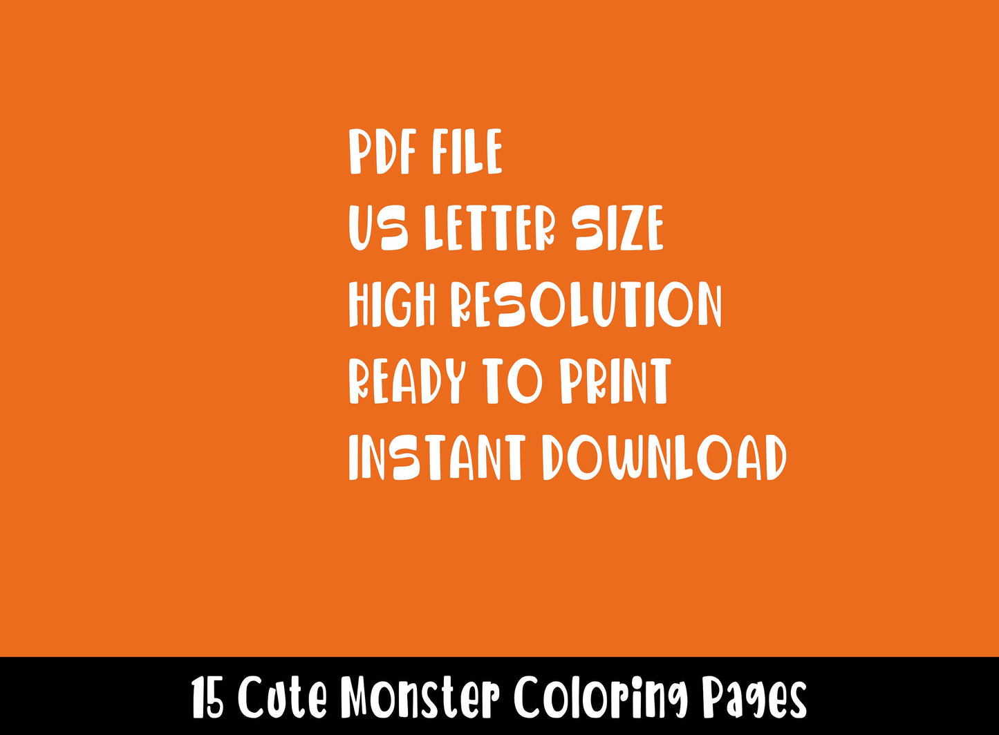 15 Cute Monster Coloring Pages, Perfect for Preschool and Kindergarten, PDF File, Instant Download