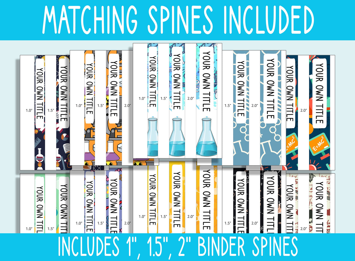 10 Editable Laboratory Binder Covers, Includes 1", 1.5", 2" Spines, Available in A4 & US Letter, Editing with PowerPoint or PDF Reader