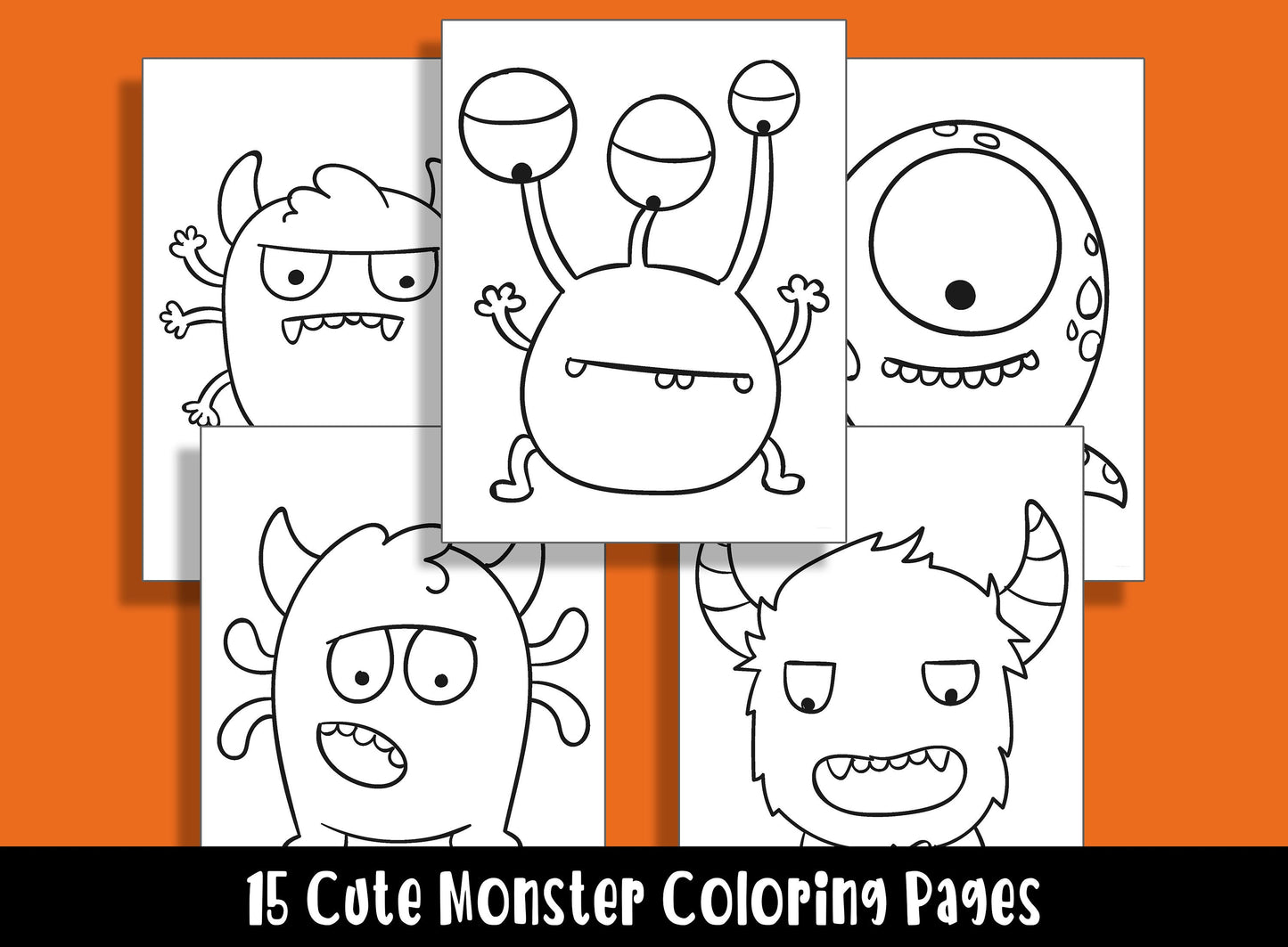 15 Cute Monster Coloring Pages, Perfect for Preschool and Kindergarten, PDF File, Instant Download