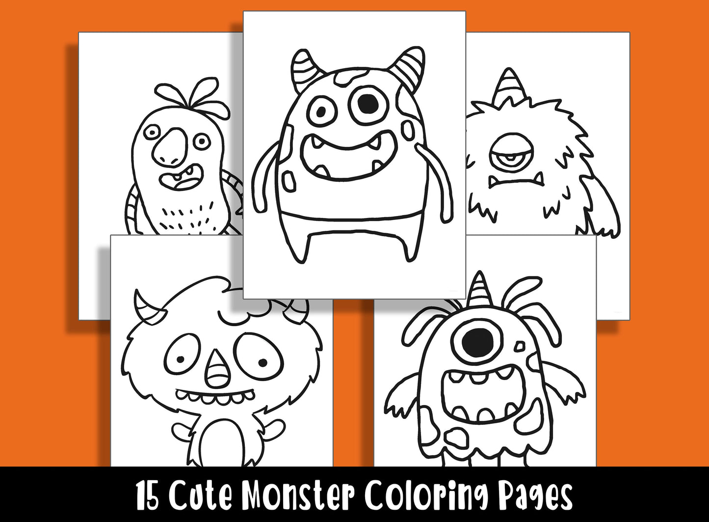 15 Cute Monster Coloring Pages, Perfect for Preschool and Kindergarten, PDF File, Instant Download