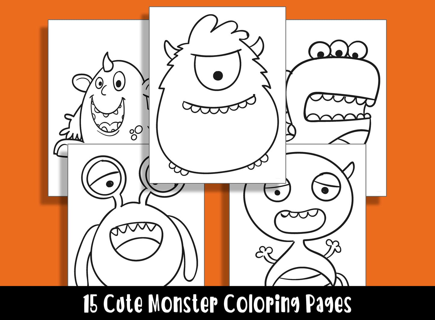 15 Cute Monster Coloring Pages, Perfect for Preschool and Kindergarten, PDF File, Instant Download