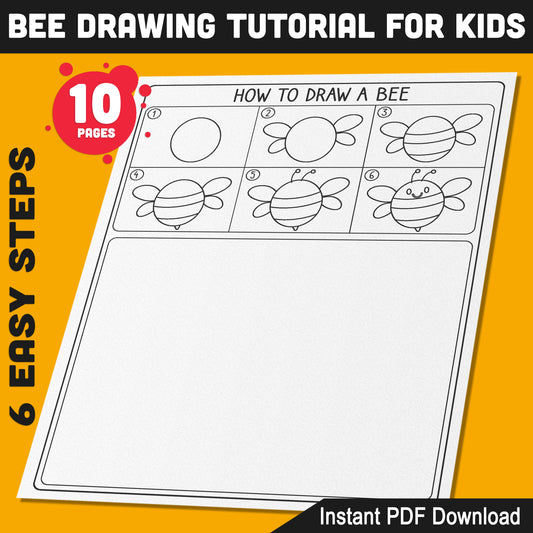 How to Draw a Bee for Kids: Step-by-Step Tutorial and Coloring Pages, Fun and Easy Spring Activity for Preschool and Kindergarten, PDF Download