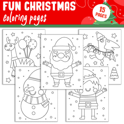 Fun Merry Christmas Coloring Pages: 15 High-Resolution Holiday Designs, Instant PDF Download