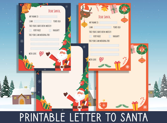 Wishful Wonder: Fillable & Blank Christmas Letter to Santa for Festive Dreams, Instant Download