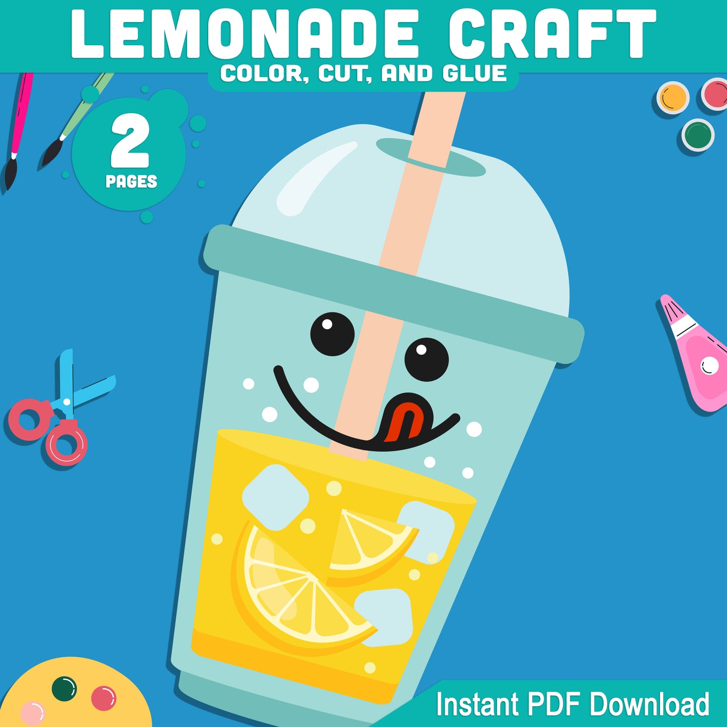 Lemonade Craft, Citrus Drink Creation, Sunny Season Resource, Coastal Celebration Printable, Ready-to-Use Downloadable Packet