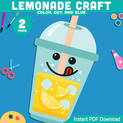 Lemonade Craft, Citrus Drink Creation, Sunny Season Resource, Coastal Celebration Printable, Ready-to-Use Downloadable Packet