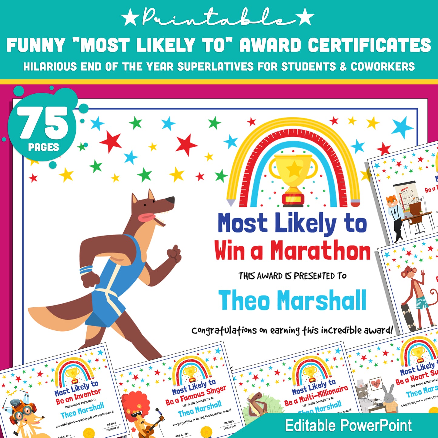 Celebrate Every Student with 75 Fun & Editable “Most Likely To” Awards – Perfect for End-of-Year Recognition!
