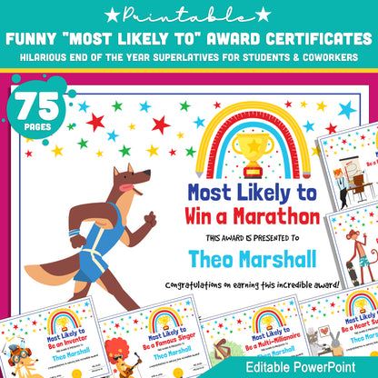 Celebrate Every Student with 75 Fun & Editable “Most Likely To” Awards – Perfect for End-of-Year Recognition!