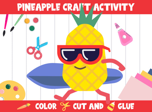 Summer Pineapple Craft Activity - Color, Cut, and Glue for PreK to 2nd Grade