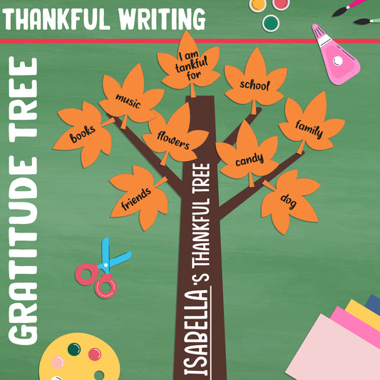 Gratitude Tree Template: DIY Craft for Kids, 5 Printable Designs (Color + Black & White), Fun Thanksgiving Activity, Instant Download