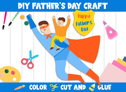 DIY Father's Day Craft Activity - Color, Cut, and Glue for PreK to 2nd Grade, PDF File, Instant Download