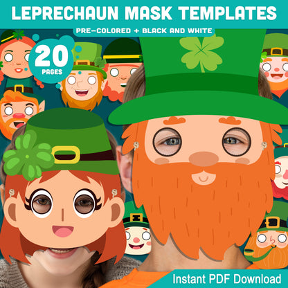 Leprechaun Mask Craft for Kids, Leprechaun Mask Templates for St. Patrick’s Day, Printable Craft for Classroom and Home