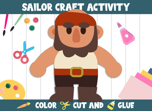 Sailor Craft Activity - Color, Cut, and Glue for PreK to 2nd Grade, PDF File, Instant Download