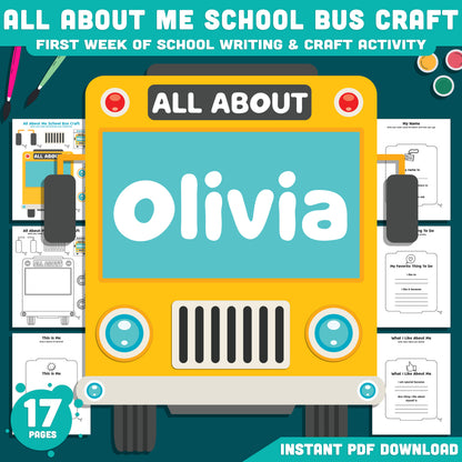 All About Me School Bus Template, Back to School Craft Book, Classroom Community Builder, Writing Craft Activity