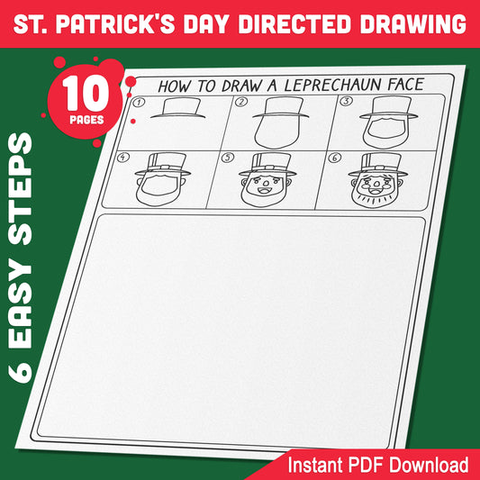 St. Patrick's Day Directed Drawing for Kids: 5-Page Drawing Guide with 5 Coloring Pages, Perfect for Creative Fun at Home or School with Leprechaun, Shamrock, Rainbow, Pot of Gold.