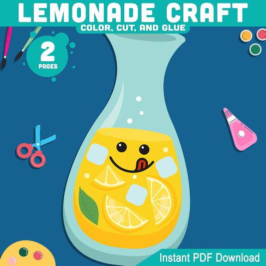 Lemonade Craft, Lemonade Day Activity, Sunny Season Printable, Refreshing Drink Creation, Coastal Learning Resource
