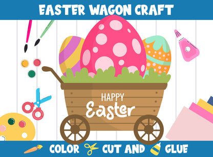 Printable Easter Wagon Craft Activity - Color, Cut, and Glue for PreK to 2nd Grade, PDF File, Instant Download