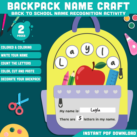 Back to School Backpack Craft, Classroom Display Activity, School Readiness Project, Printable PDF Resource