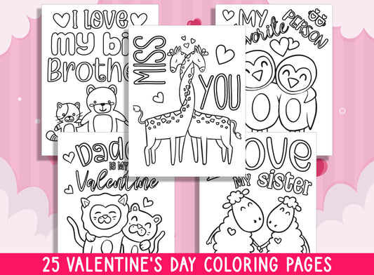 25 Heartfelt Valentine's Day Coloring Pages: Fun for All Ages! Spread Love & Creativity with Vibrant Designs, PDF File, Instant Download