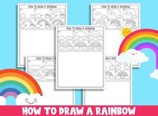 Learn How to Draw a Rainbow, Directed Drawing Step by Step Tutorial, Includes; St. Patrick's Day Clip Art and 5 Coloring Pages, PDF File.