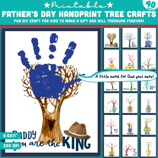 Printable Father’s Day Handprint Tree Crafts – 40 Pages for Kids to Create a Special Gift for Dad with Handprint Templates & Blank Pages