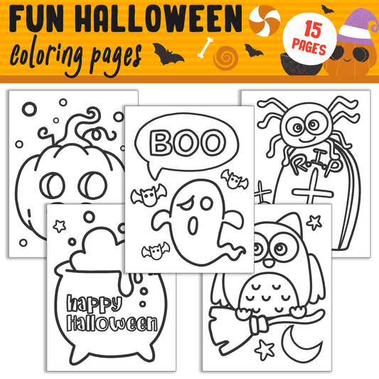 Fun and Simple Halloween Coloring Pages: 15 High-Resolution Holiday Designs, Instant PDF Download