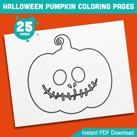 25 Cute & Spooky Halloween Pumpkin Coloring Pages for Kids – Easy-to-Print PDF for Creative Fun, Perfect for Parties & Learning, Instant Download