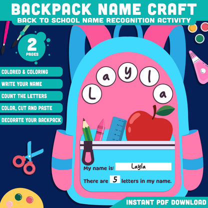 First Week of School Backpack Craft, Back to School Printable, Student Welcome Activity, Creative Classroom Resource