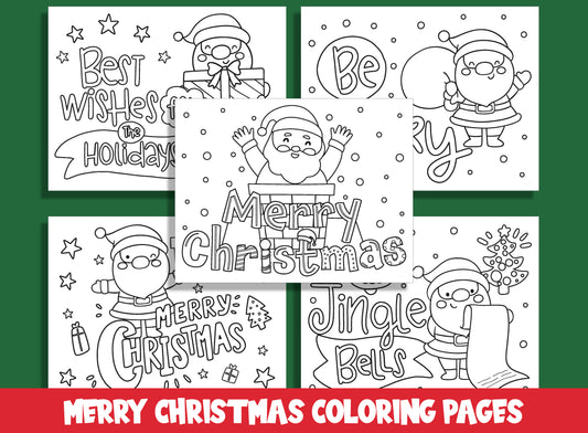 15 Merry Christmas Coloring Pages for Preschool and Kindergarten, PDF File, Instant Download