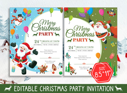 Editable Christmas Party Letter to Parents and Invitations - 2 Designs, 2 Sizes (8.5"x11" and 5"x7") - PDF Instant Download