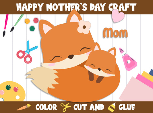 Happy Mother's Day Craft Activity - Color, Cut, and Glue for PreK to 2nd Grade, PDF File, Instant Download