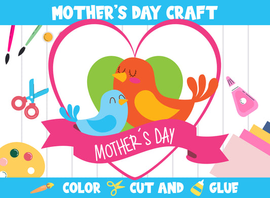 Mother's Day Craft Activity - Color, Cut, and Glue for PreK to 2nd Grade, PDF File, Instant Download