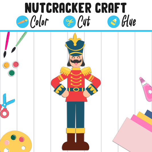Cute Nutcracker Craft : Color, Cut, and Glue, a Fun Activity for Pre K to 2nd Grade, PDF Instant Download