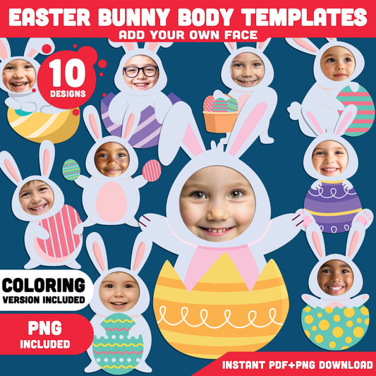 Bunny Body Templates for Kids | Easter Bunny Body Templates – Spring Add Your Own Face Craft, Coloring Version Included