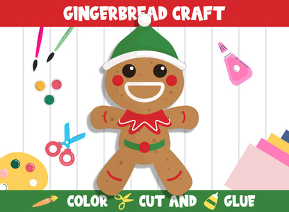 Whimsical Gingerbread Craft Kit: Printable Templates for Creative Fun (PreK to 2nd Grade), PDF File, Instant Download