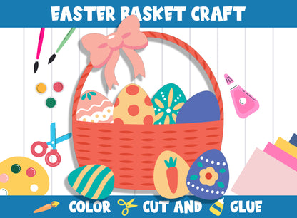 Printable Easter Basket Craft Activity - Color, Cut, and Glue for PreK to 2nd Grade, PDF File, Instant Download