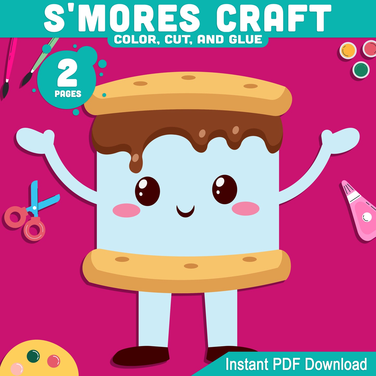 Build a S'more Craft, Outdoor Adventure Resource, Marshmallow Snack Project, Seasonal Scissor Skills PDF