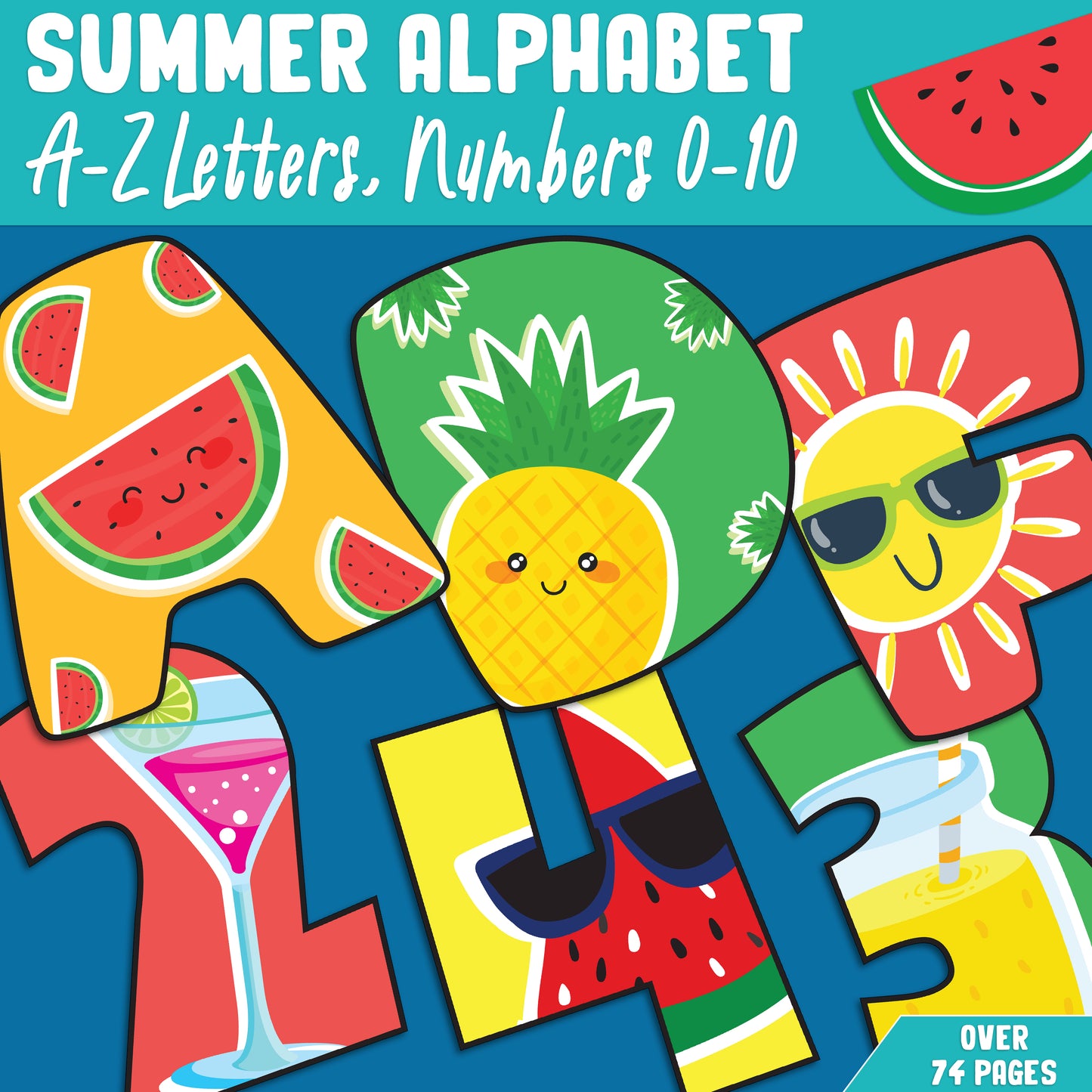 Summer Alphabet and Numbers for Kids: A-Z and 0-10, 1 or 2 Per Page Printable Templates for Bulletin Boards, Classroom Decor, and Learning Projects