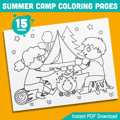 15 Exciting Summer Camp Coloring Pages for Kids – Camping-Themed Fun for Preschool & Kindergarten – Instant PDF Download