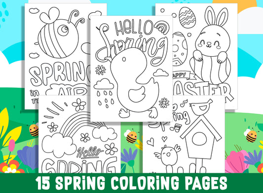 Springtime Wonders: Creative Coloring Pages for Preschool and Kindergarten, PDF File, Instant Download