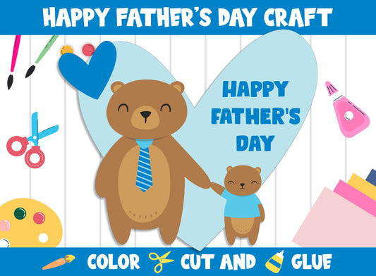 Happy Father's Day Craft Activity - Color, Cut, and Glue for PreK to 2nd Grade, PDF File, Instant Download