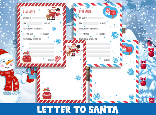 Magical Kids Letter to Santa Kit: 2 Enchanting Designs, Fill-In & Blank Options