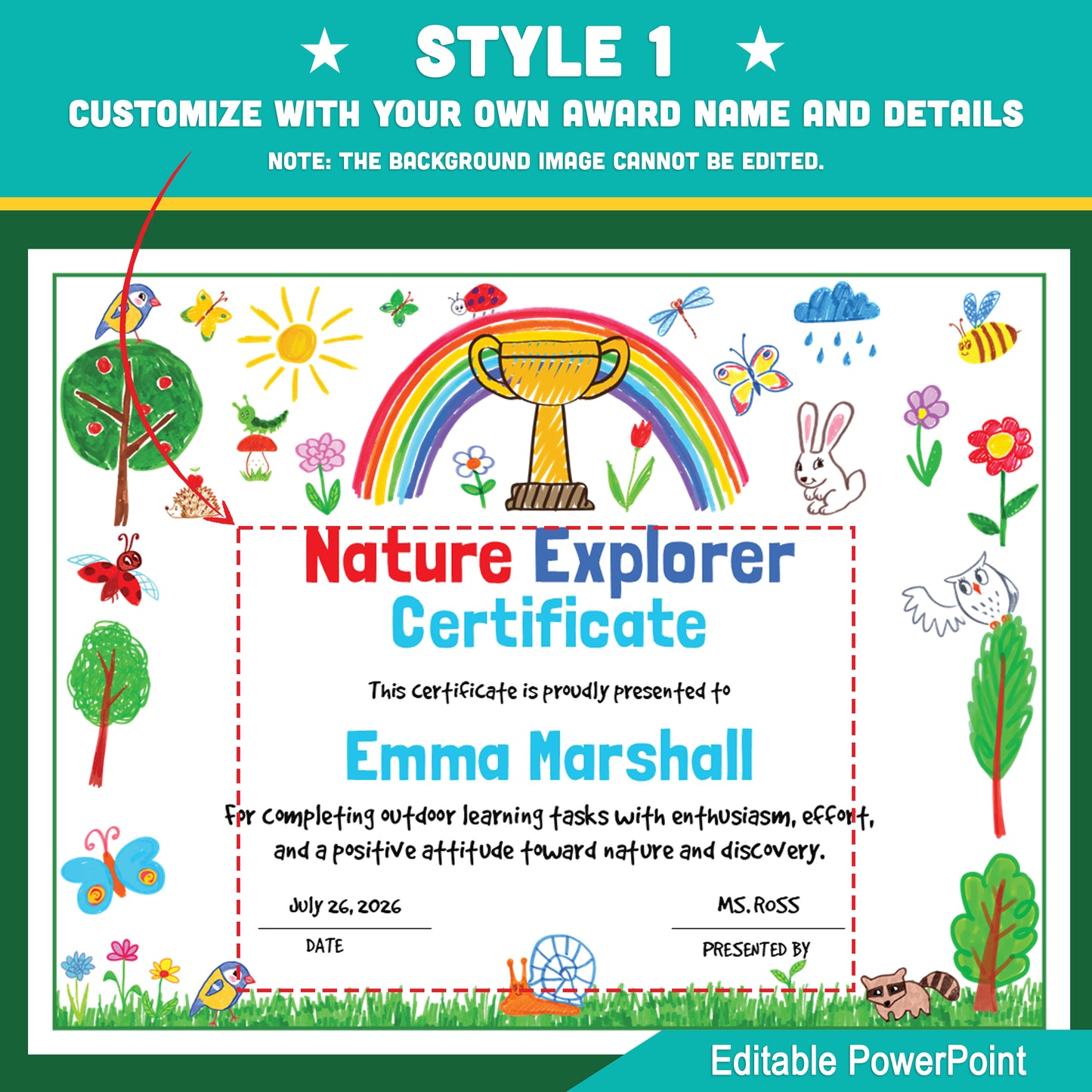 Editable Nature Explorer Certificates – 2 Styles, Nature-themed Awards with Photo Spots