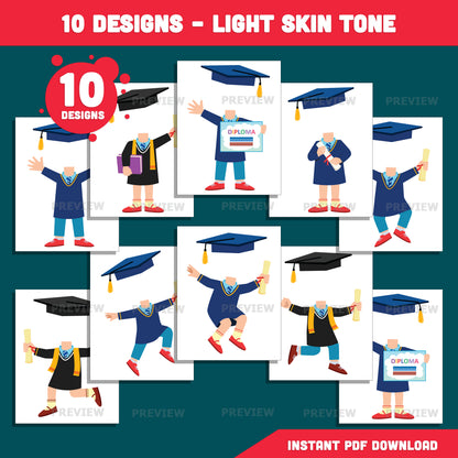 Add Your Own Face Graduation Craft, Graduation Body Templates for Kids, Fun Photo Insert Activity, Coloring Version Included, Printable Set